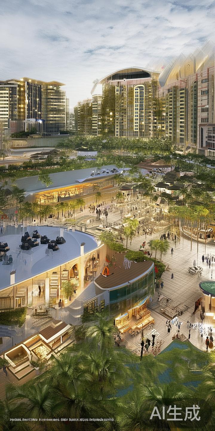 娱乐与休闲区域：度假村内设有大型的购物中心、会议中