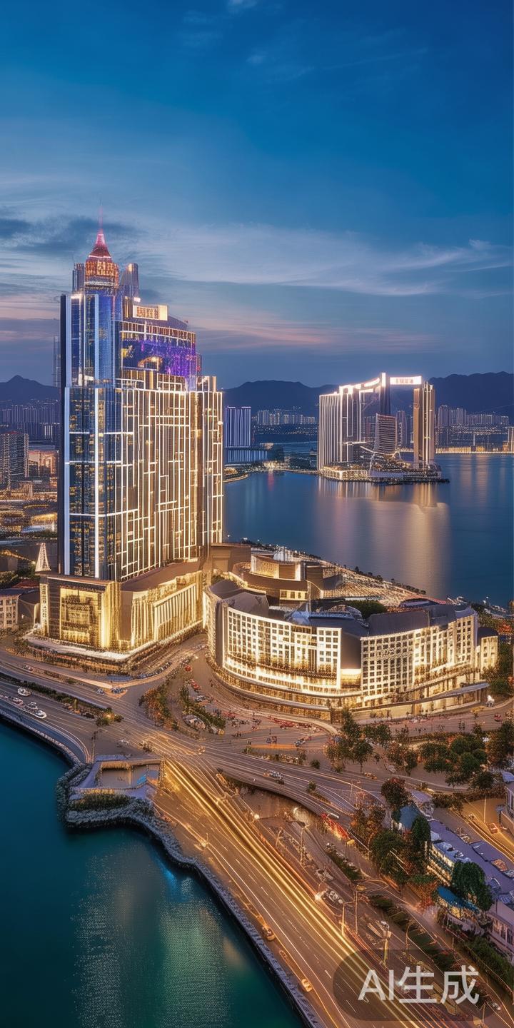 在澳门繁华的城市景观中，新兴的博彩和娱乐综合体层出